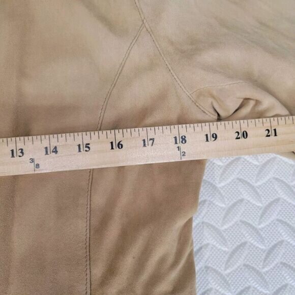 Eileen Fisher Jacket Size Small Goat Suede Camel Tan Lightweight Open Front - Picture 7 of 9